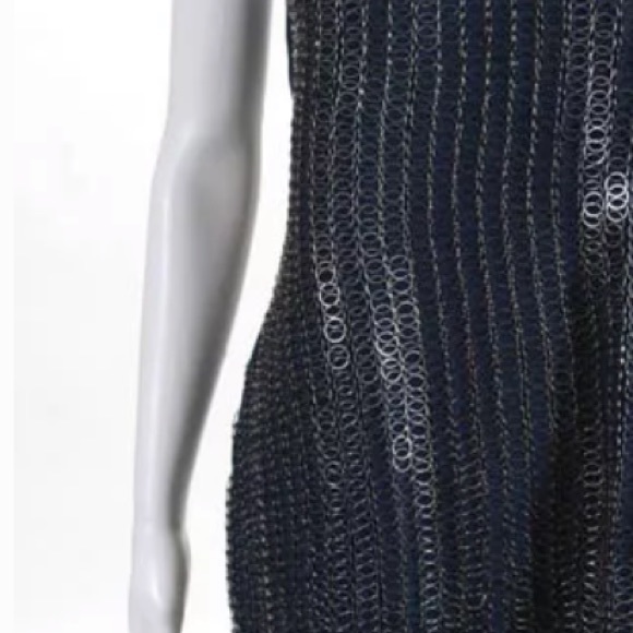 MADISON MARCUS BLUE SILK CHAIN LINKS DRESS SIZE M - Picture 3 of 5